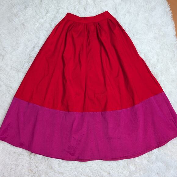 Shabby Apple Color Block Pleated Maxi Skirt Red and Purple Size 0/2 - Picture 10 of 10